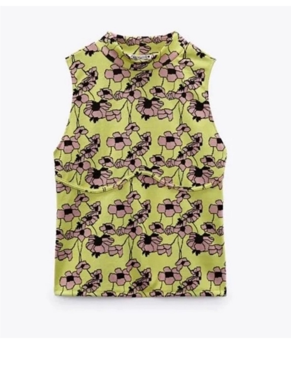 Zara Floral Jacquard Retro Poppy Size small knit tank